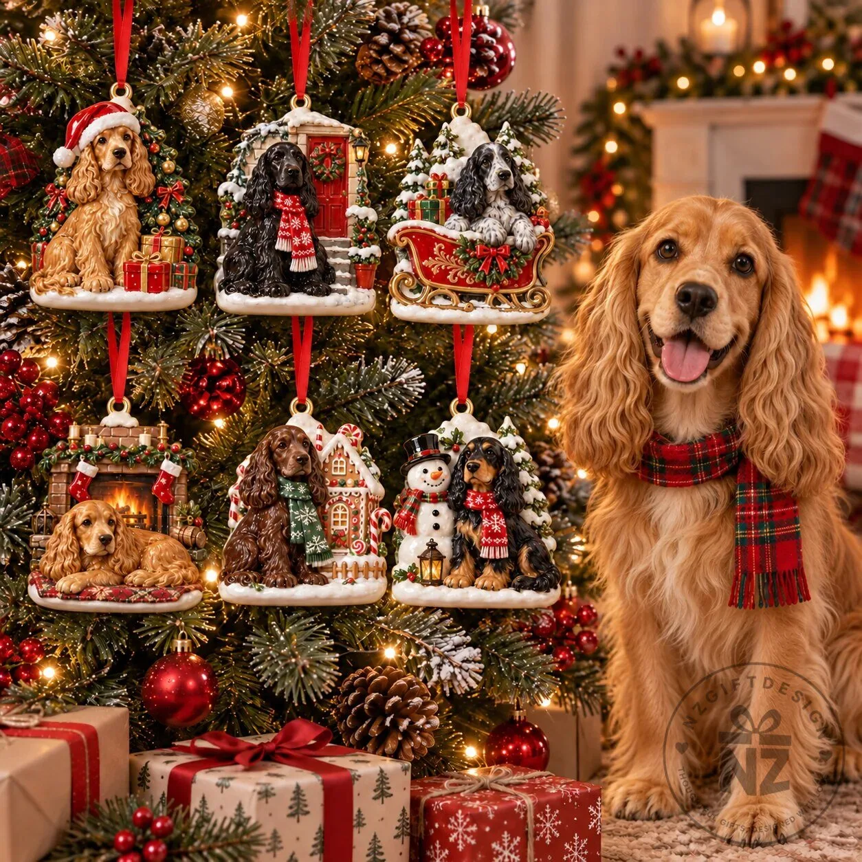 English Cocker Spaniel Christmas Holiday Tree Ornament Gift Set 10 English Cocker Spaniel Christmas Holiday Tree Ornament Gift Set