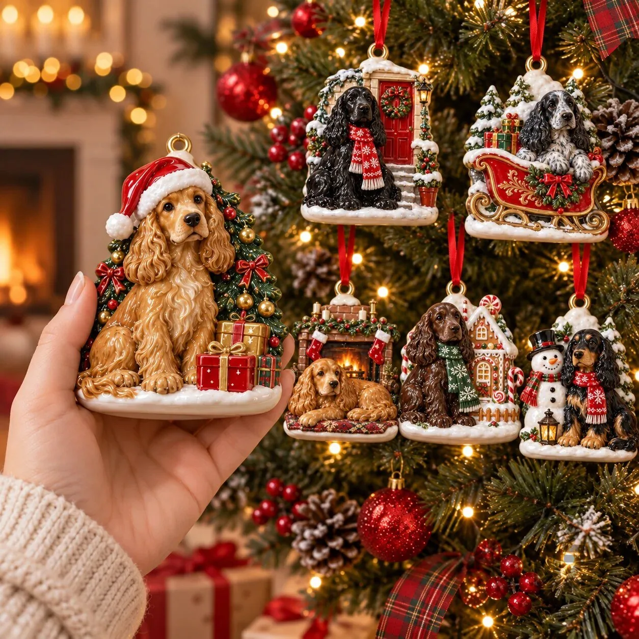 English Cocker Spaniel Christmas Holiday Tree Ornament Gift Set 11 English Cocker Spaniel Christmas Holiday Tree Ornament Gift Set