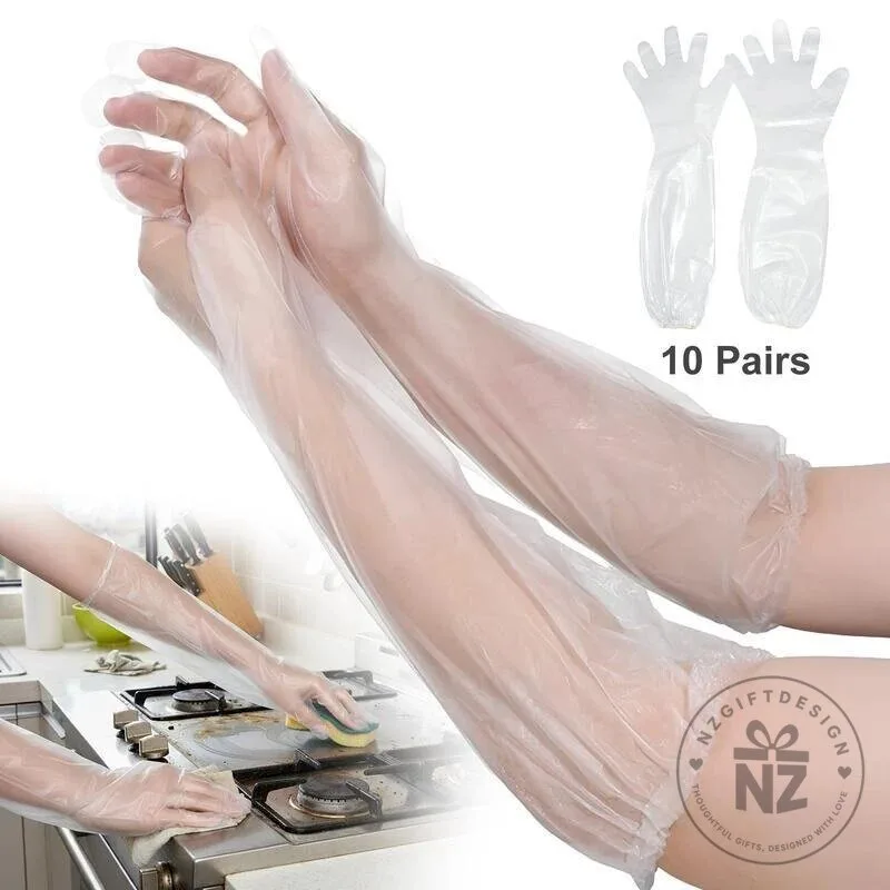 Disposable Long Arm Cleaning Gloves with Elastic Cuffs for Kitchen and Bathroom
