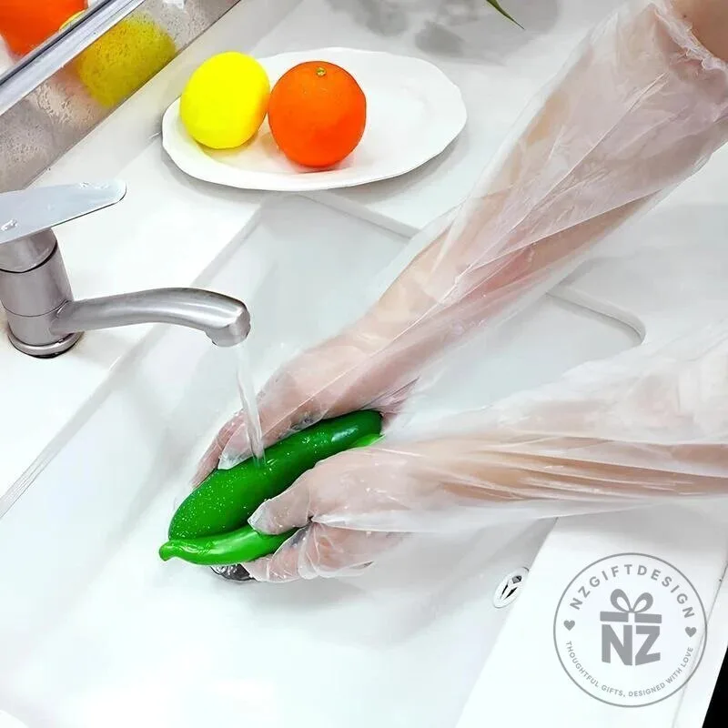 Disposable Long Arm Cleaning Gloves with Elastic Cuffs for Kitchen and Bathroom 5 Disposable Long Arm Cleaning Gloves with Elastic Cuffs for Kitchen and Bathroom