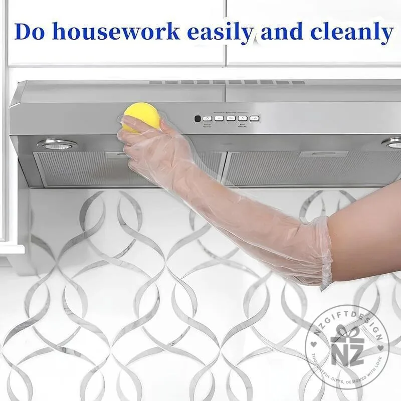 Disposable Long Arm Cleaning Gloves with Elastic Cuffs for Kitchen and Bathroom 6 Disposable Long Arm Cleaning Gloves with Elastic Cuffs for Kitchen and Bathroom