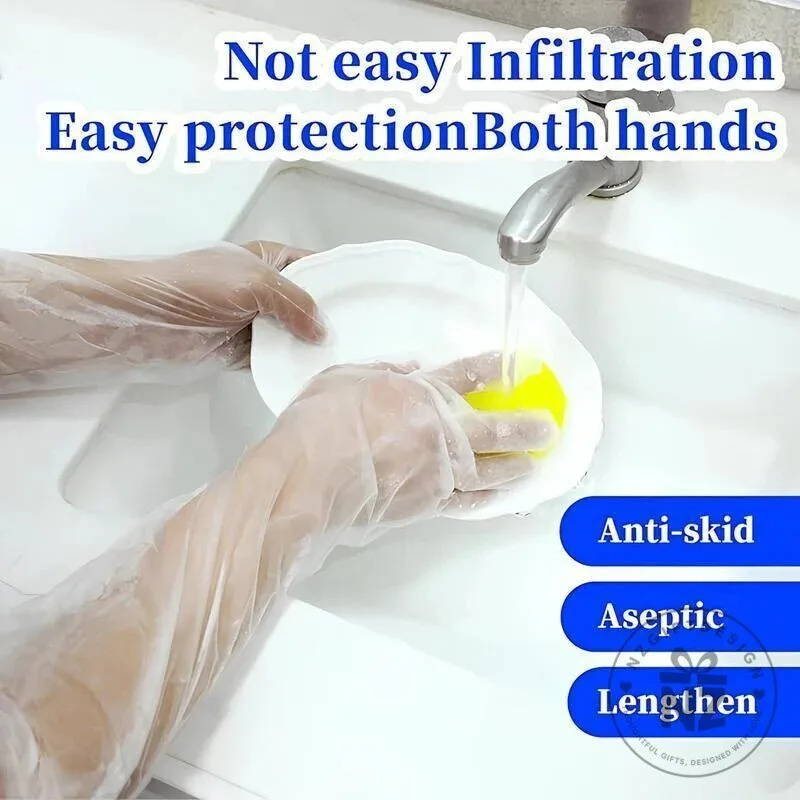 Disposable Long Arm Cleaning Gloves with Elastic Cuffs for Kitchen and Bathroom 7 Disposable Long Arm Cleaning Gloves with Elastic Cuffs for Kitchen and Bathroom