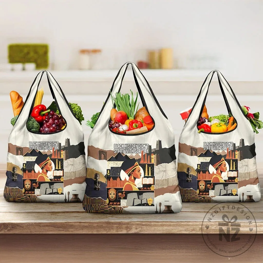 Black History Didn't Start With Slavery African Heritage Reusable Grocery Bag 10 Black History Didn