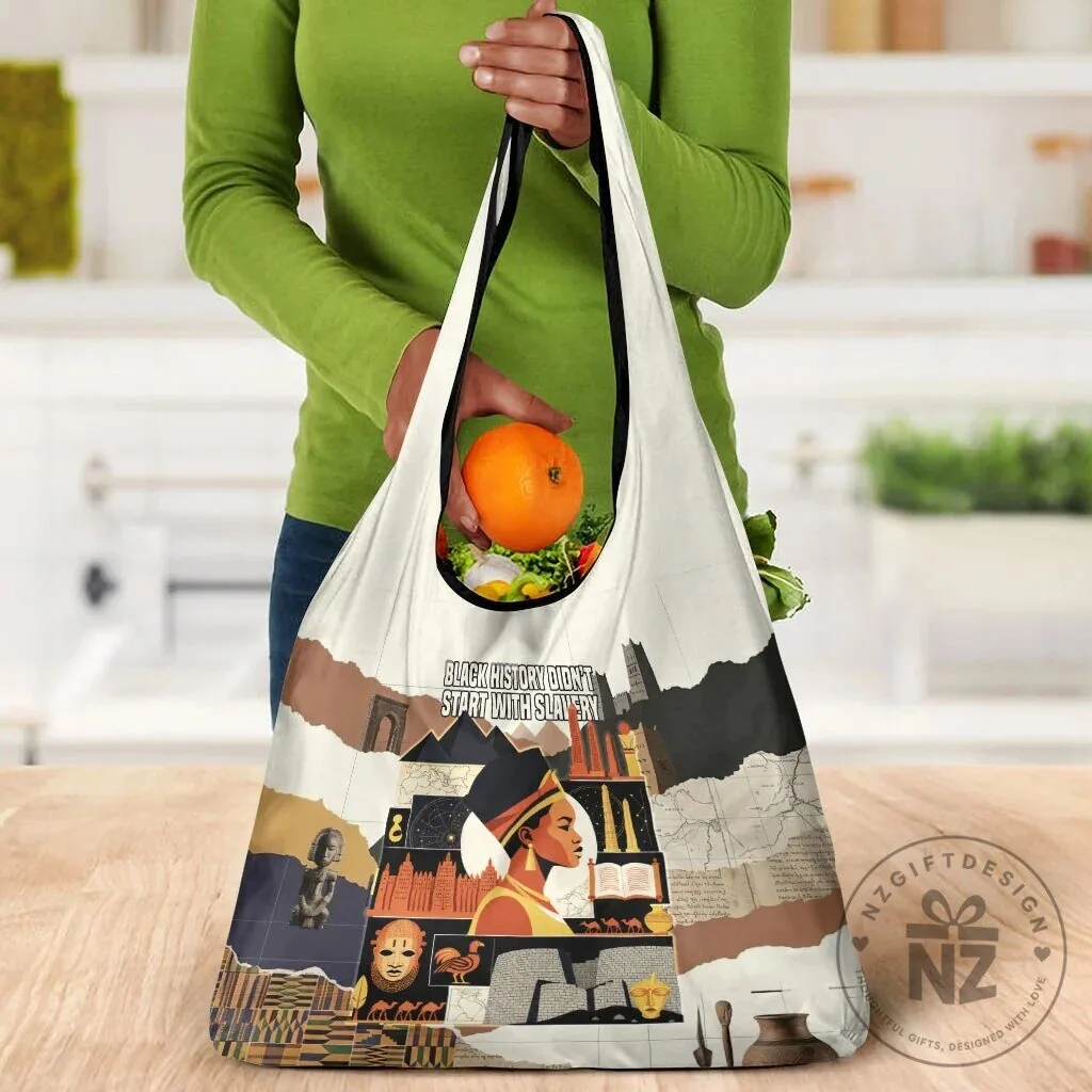 Black History Didn't Start With Slavery African Heritage Reusable Grocery Bag 13 Black History Didn