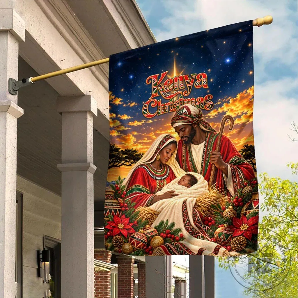 Kenya Christmas African Holy Family Nativity Scene Garden Flag