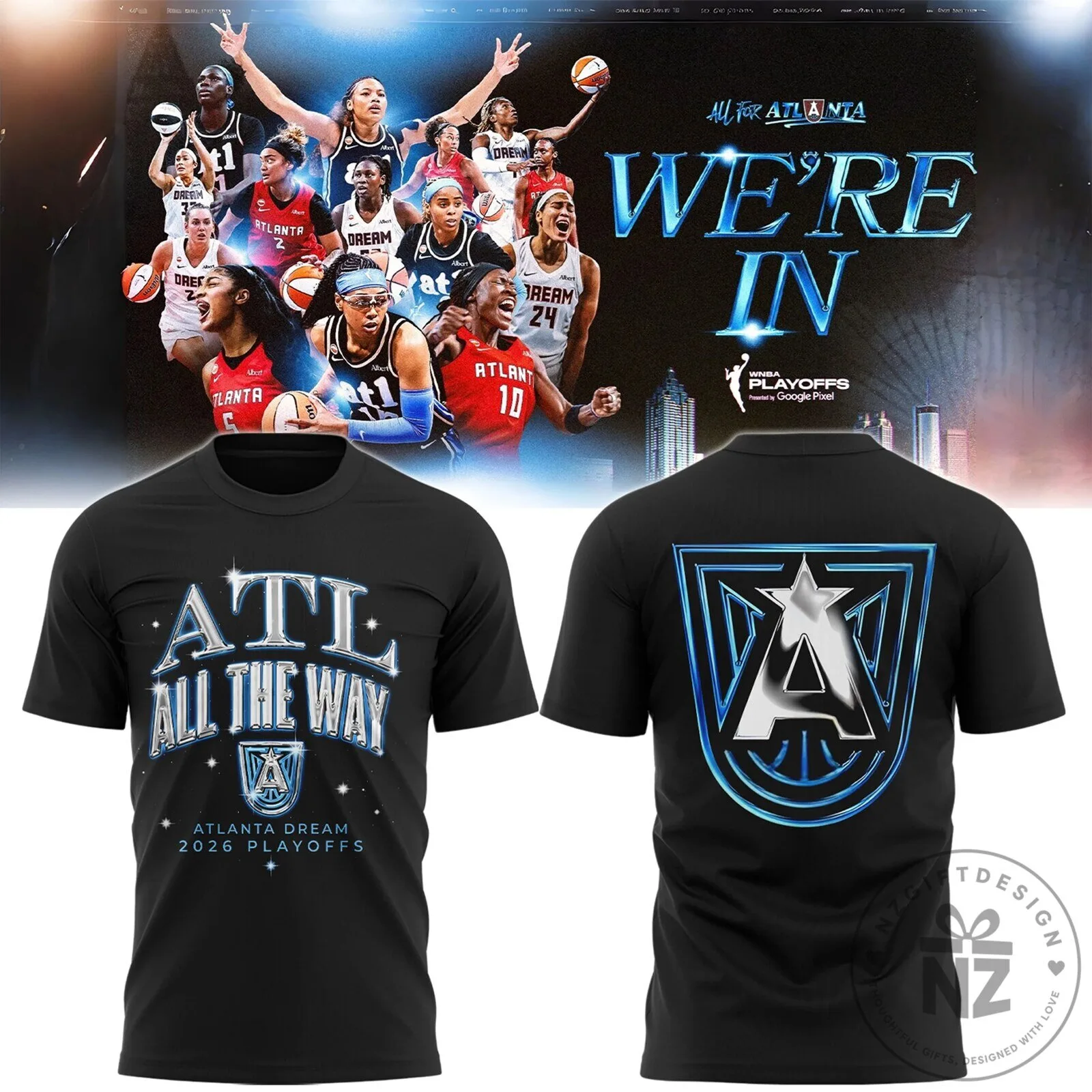 Atlanta Dream 2026 Playoffs "ATL All The Way" Basketball Fan T-Shirt 1 Atlanta Dream 2026 Playoffs "ATL All The Way" Basketball Fan T-Shirt