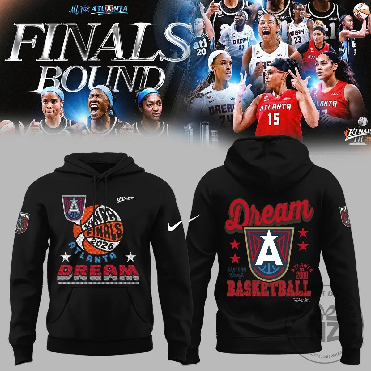 Black Hoodie for Atlanta Dream Basketball WNBA Finals 2026