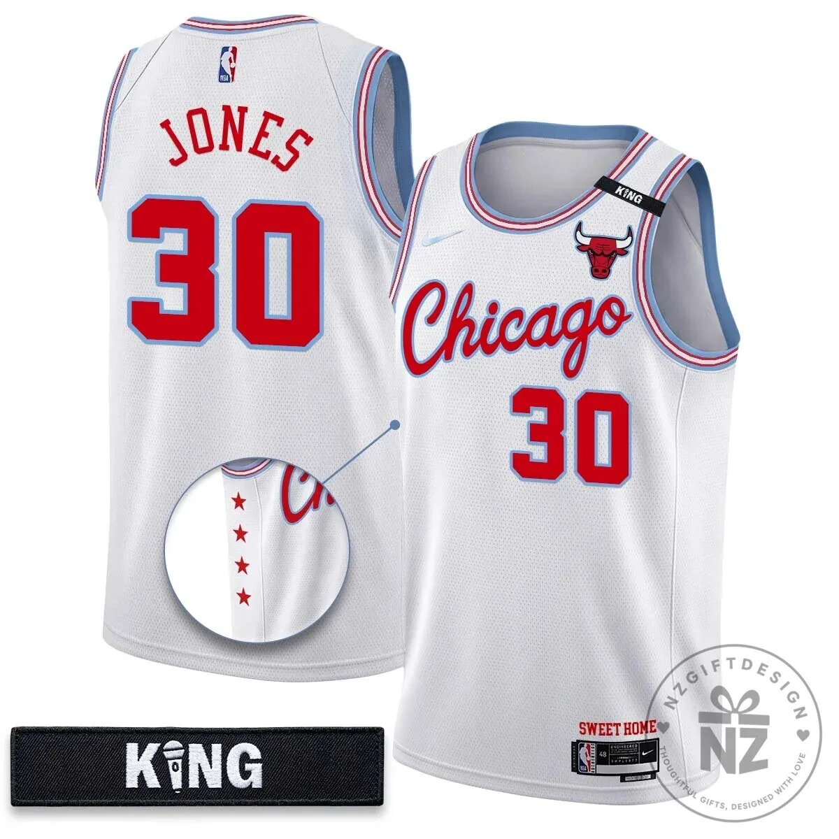 Chicago Bulls 10th Anniversary Vapor Basketball Jersey - White Stitched 22 Chicago Bulls 10th Anniversary Vapor Basketball Jersey - White Stitched