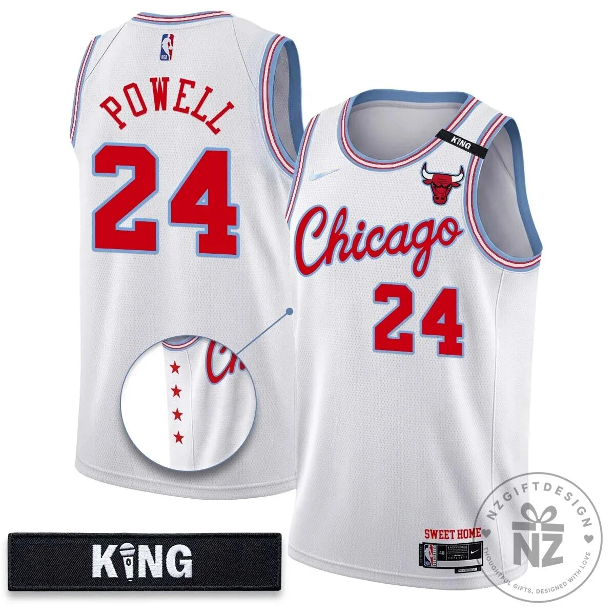 Chicago Bulls 10th Anniversary Vapor Basketball Jersey - White Stitched 24 Chicago Bulls 10th Anniversary Vapor Basketball Jersey - White Stitched