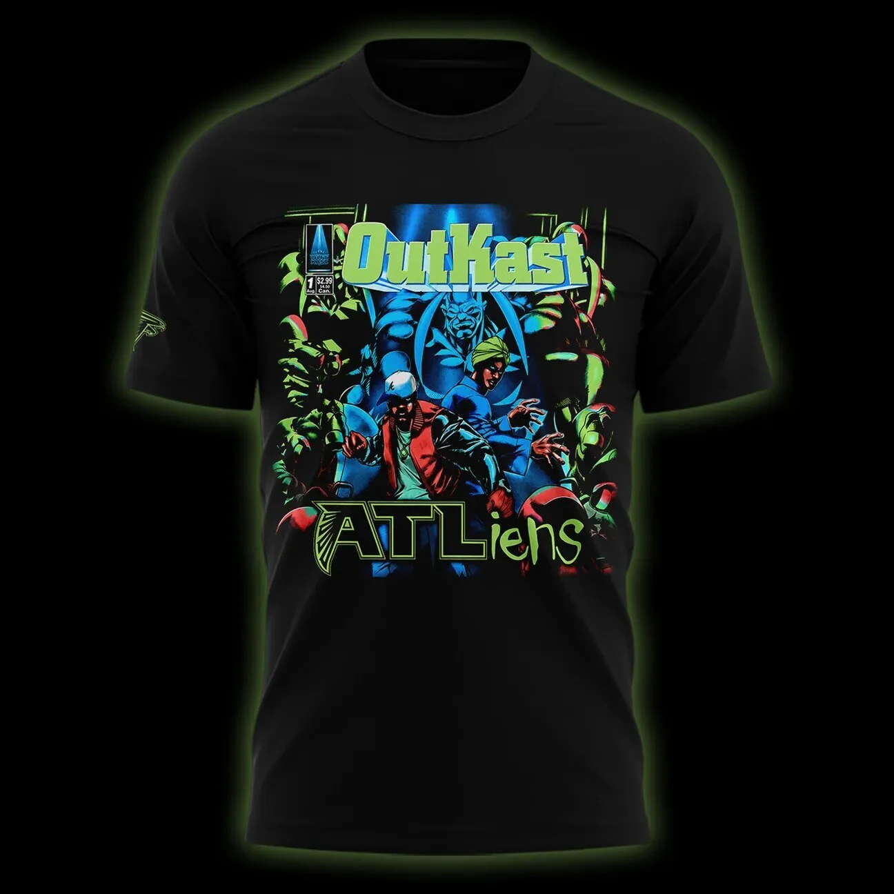 Outkast ATLiens Album Atlanta Falcons 30th Anniversary Black T-Shirt 9 Outkast ATLiens Album Atlanta Falcons 30th Anniversary Black T-Shirt