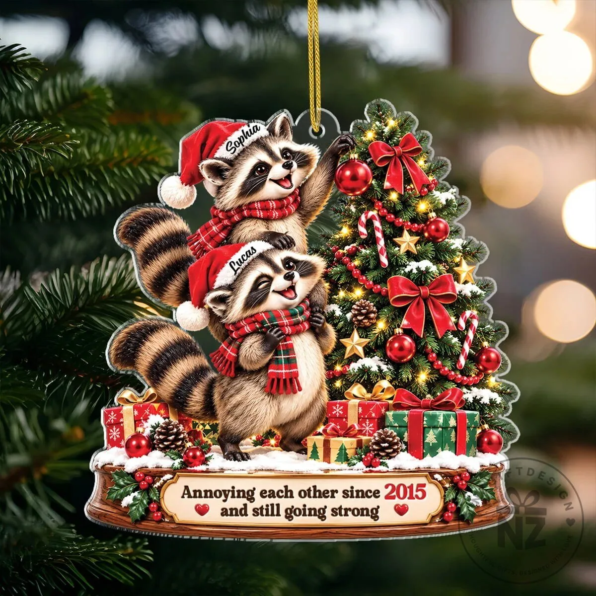 Personalized Raccoon Couple Christmas Tree Ornament - Annoying Each Other Since 1989 9 Personalized Raccoon Couple Christmas Tree Ornament - Annoying Each Other Since 1989