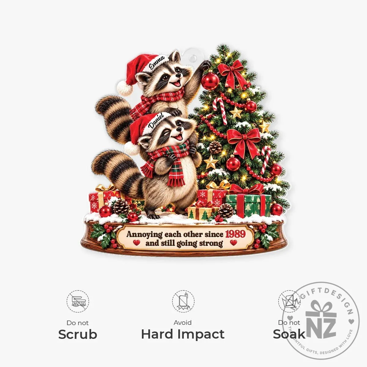 Personalized Raccoon Couple Christmas Tree Ornament - Annoying Each Other Since 1989 12 Personalized Raccoon Couple Christmas Tree Ornament - Annoying Each Other Since 1989