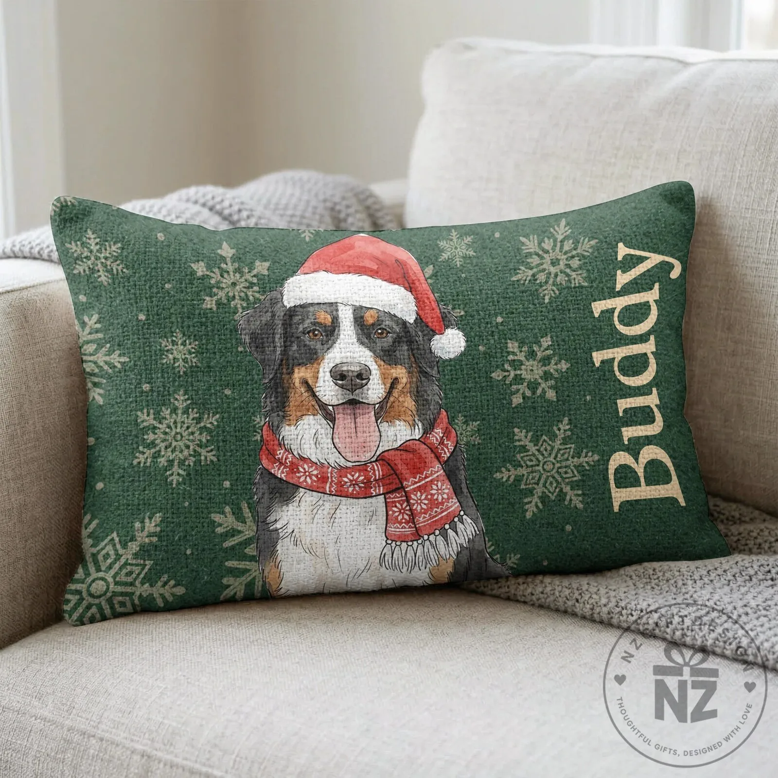 Personalized Christmas Family Portrait Watercolor Snowflake Pillow 19 Personalized Christmas Family Portrait Watercolor Snowflake Pillow