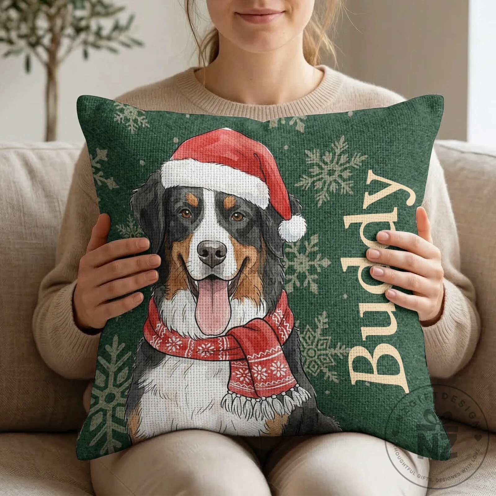 Personalized Christmas Family Portrait Watercolor Snowflake Pillow 23 Personalized Christmas Family Portrait Watercolor Snowflake Pillow