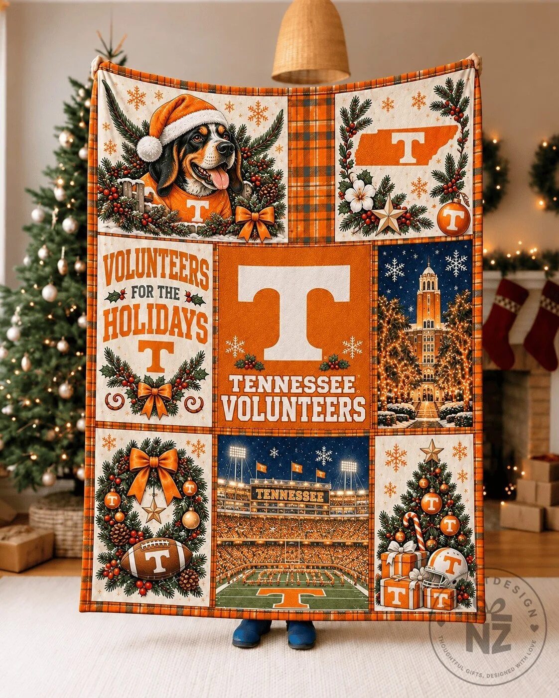 Tennessee Volunteers NCAA College Football Christmas Holiday Blanket