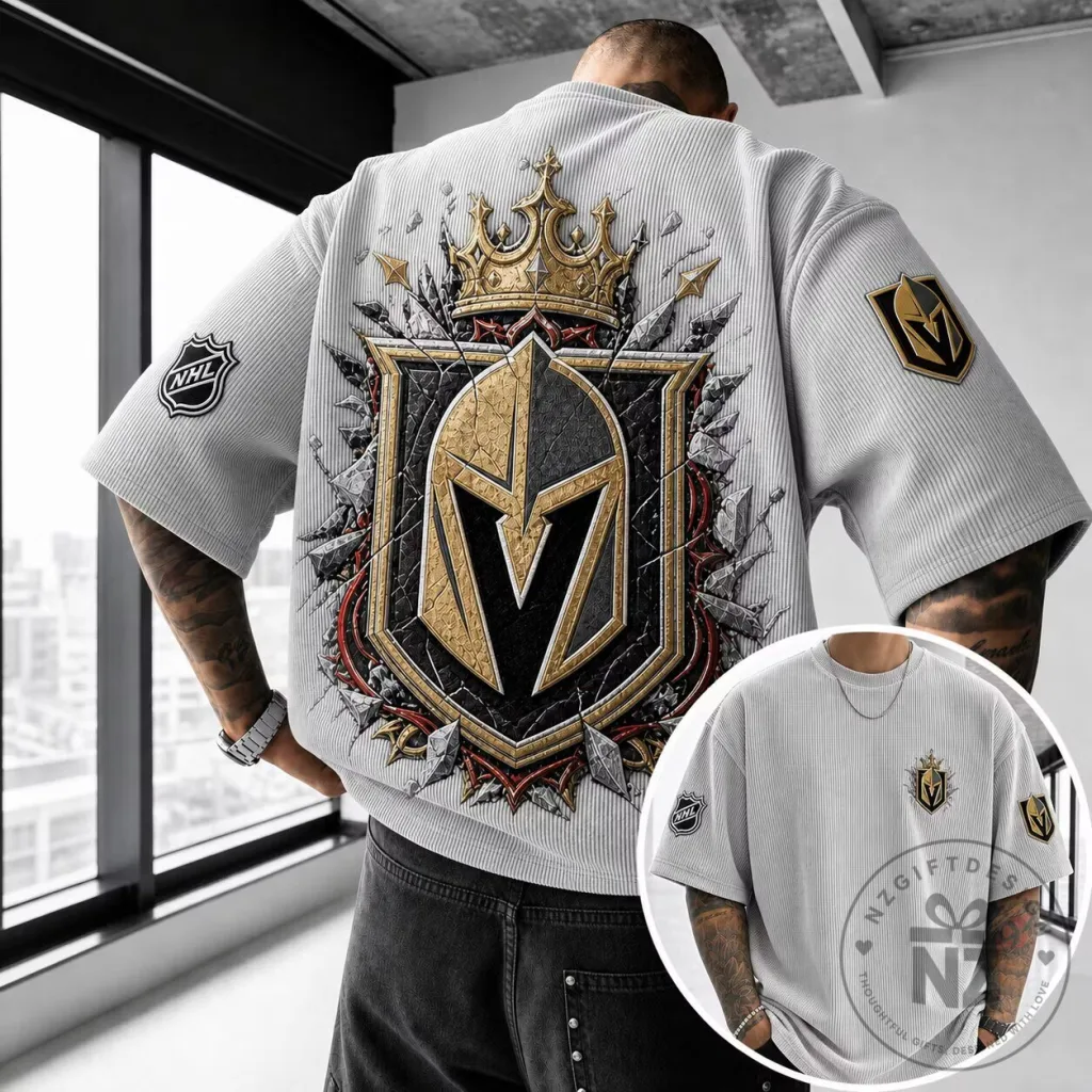 Vegas Golden Knights Ice Hockey Team Logo Oversized Short-Sleeve T-Shirt Vegas Golden Knights Ice Hockey Team Logo Oversized Short-Sleeve T-Shirt