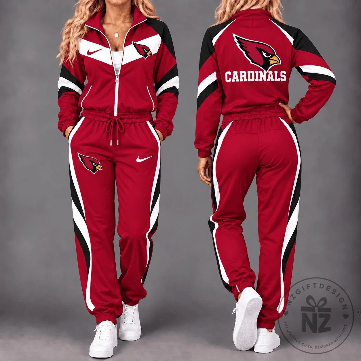 Arizona Cardinals NFL Team Red and Black Tracksuit Jacket and Pants Set