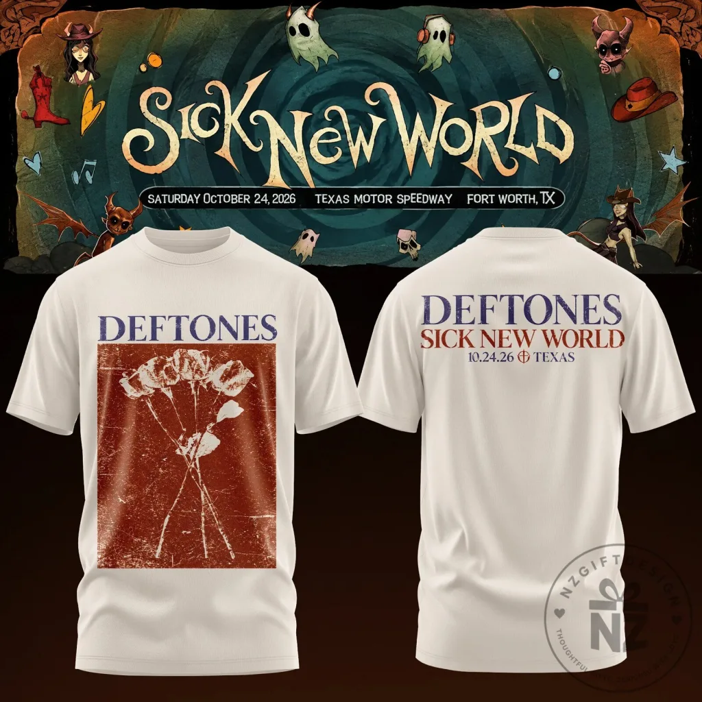 Texas Motor Speedway Concert T-Shirt for Deftones Sick New World in Fort Worth Texas Motor Speedway Concert T-Shirt for Deftones Sick New World in Fort Worth