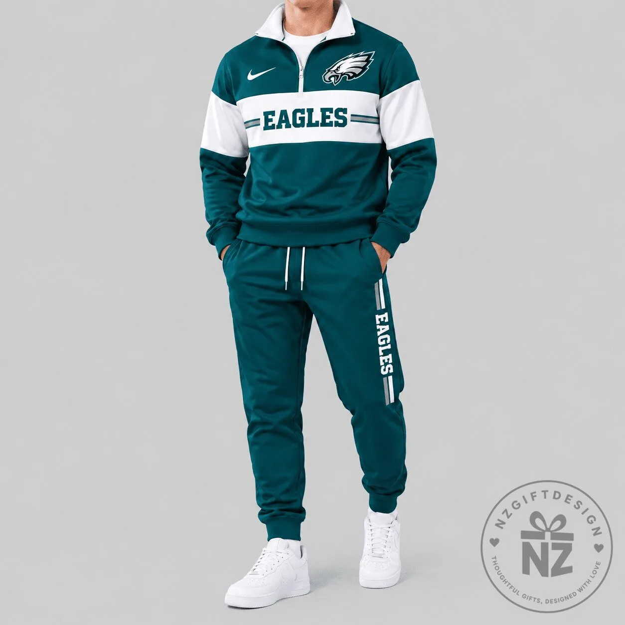 Chest Stripe Tracksuit Set for Philadelphia Eagles NFL Fans