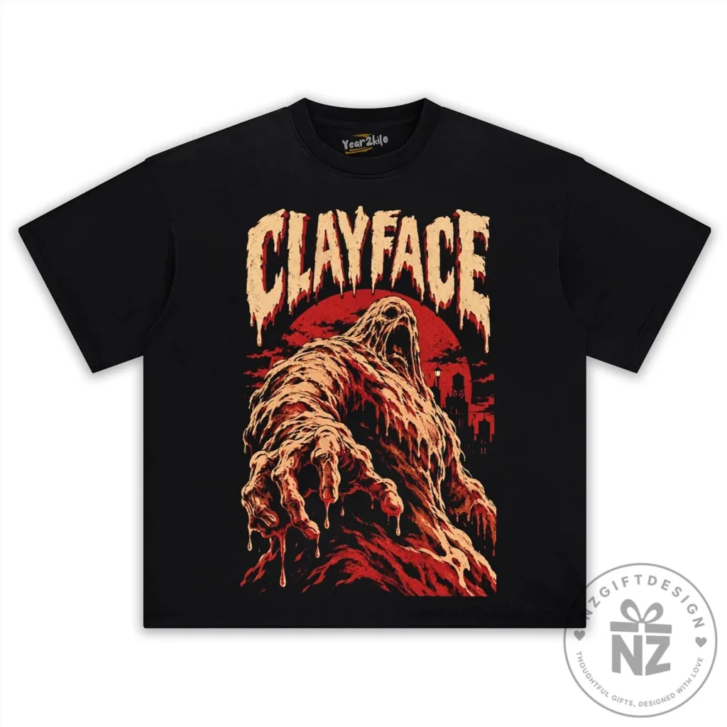 Clayface Monster Horror Movie Villain Graphic Black T-Shirt Clayface Monster Horror Movie Villain Graphic Black T-Shirt
