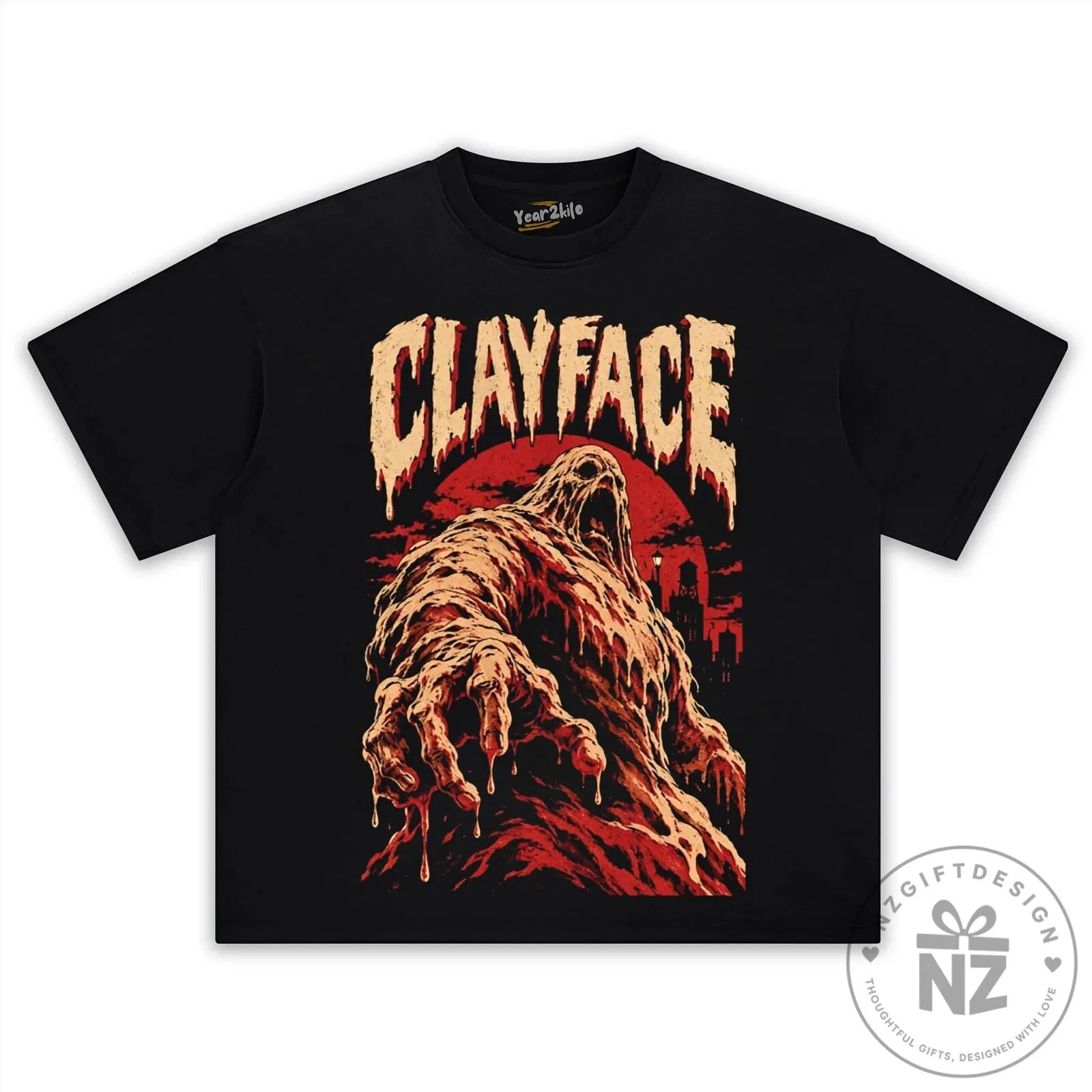Clayface Monster Horror Movie Villain Graphic Black T-Shirt